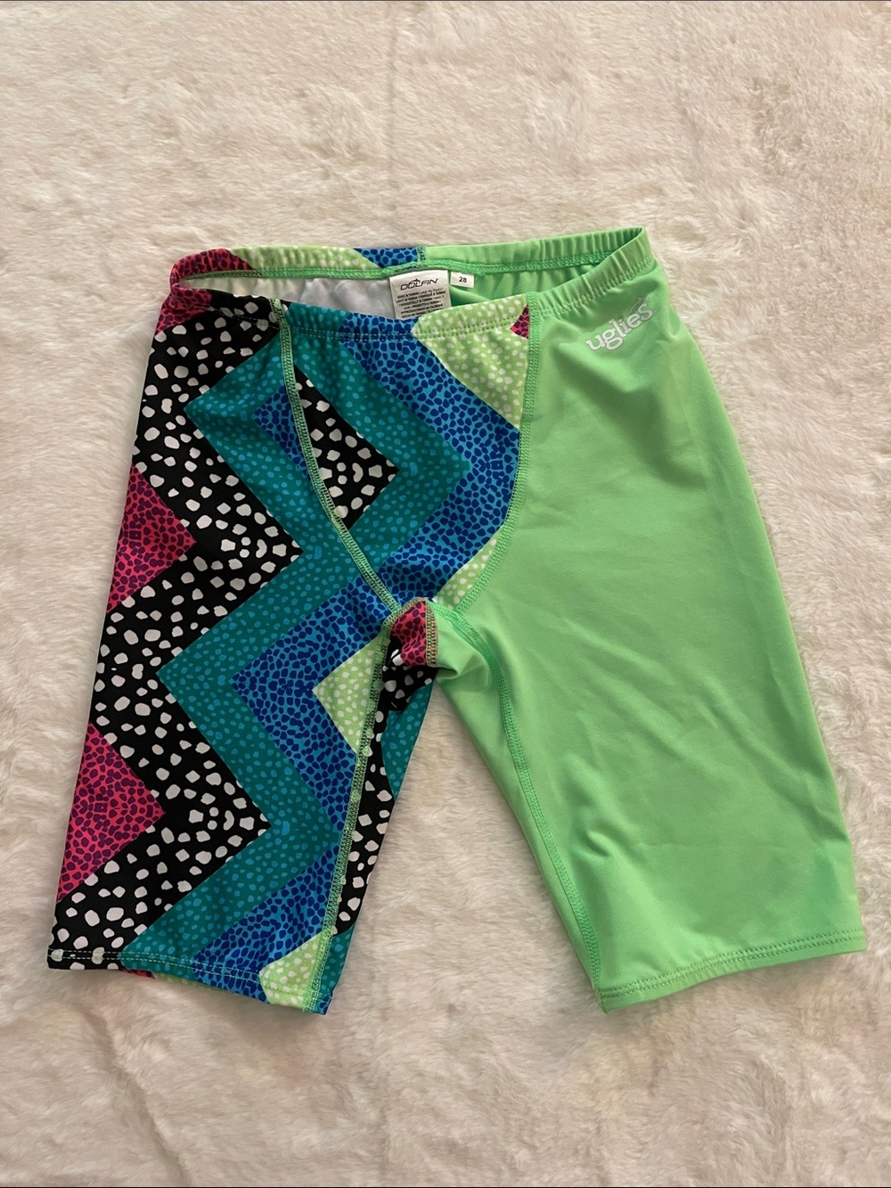 Dolfin Uglies Green & Multicolor Swim Jammer  SZ 28